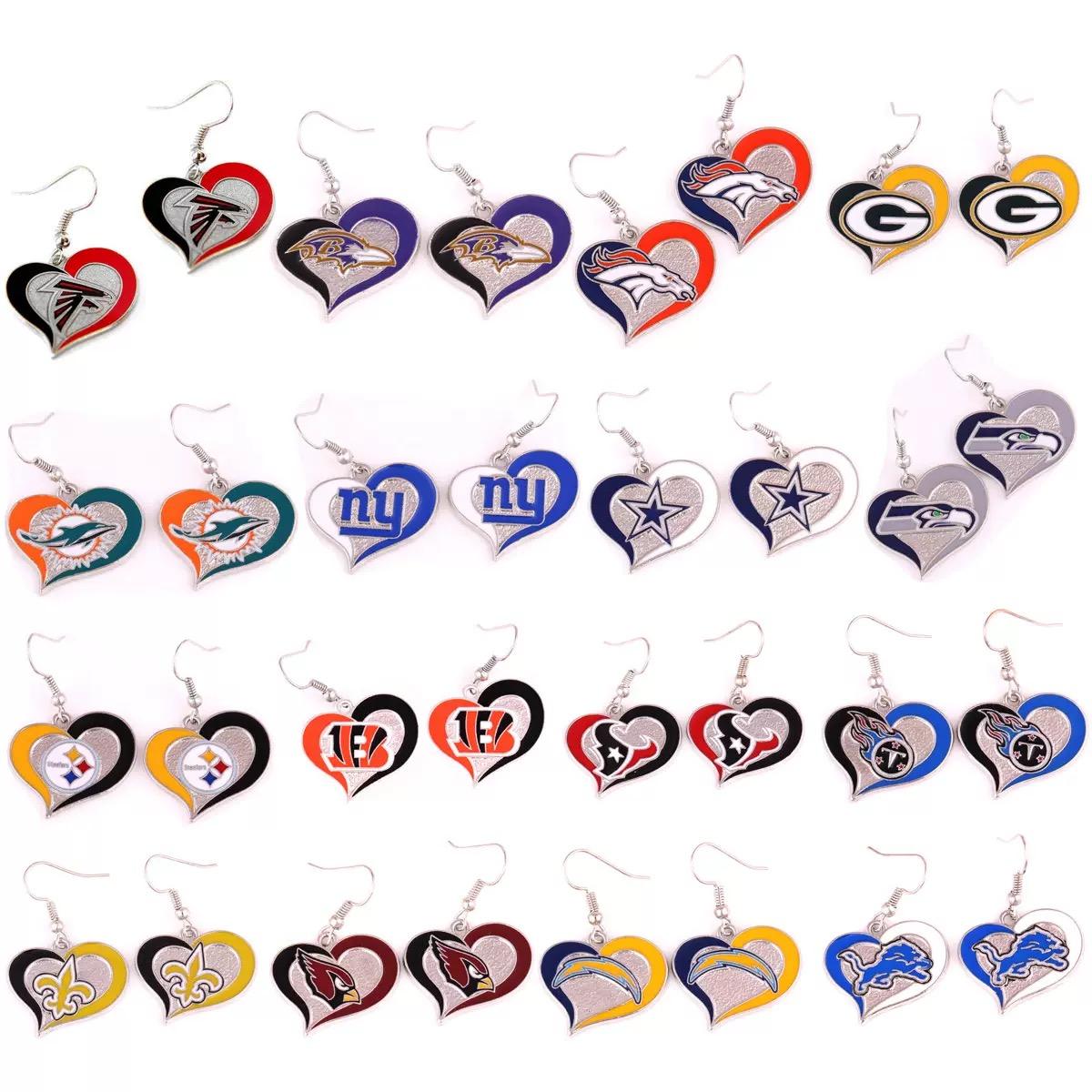 Football Team Logo Heart Earrings –  Game Day Accessories & Gift for Sports Fan