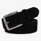 The Bari Black Suede Leather Belt