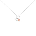 14K Rose Gold Plated Sterling Silver Diamond Accent Heart Pendant Necklace