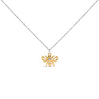 14K Yellow Gold Plated Sterling Silver Diamond Accent Bee Pendant Necklace