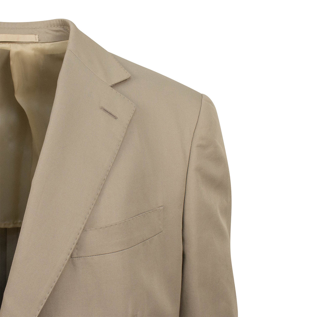3 Roll 2 Button Trim Fit Cotton Suit // Tan