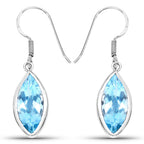 9.76 Carat Genuine Blue Topaz .925 Sterling Silver Earrings