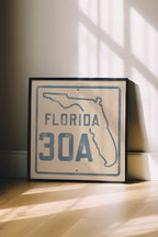 Vintage Florida Beach 30A Road Sign Art Print