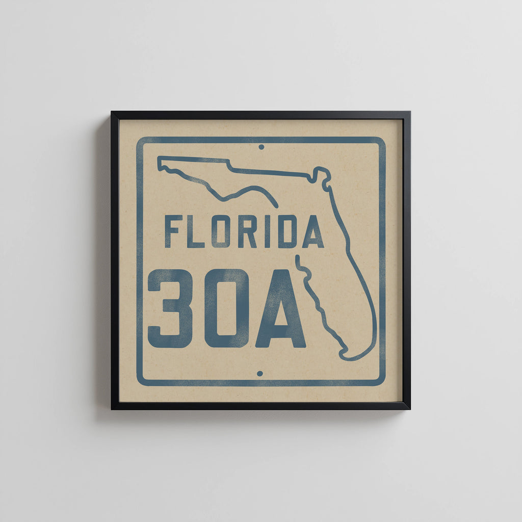 Vintage Florida Beach 30A Road Sign Art Print