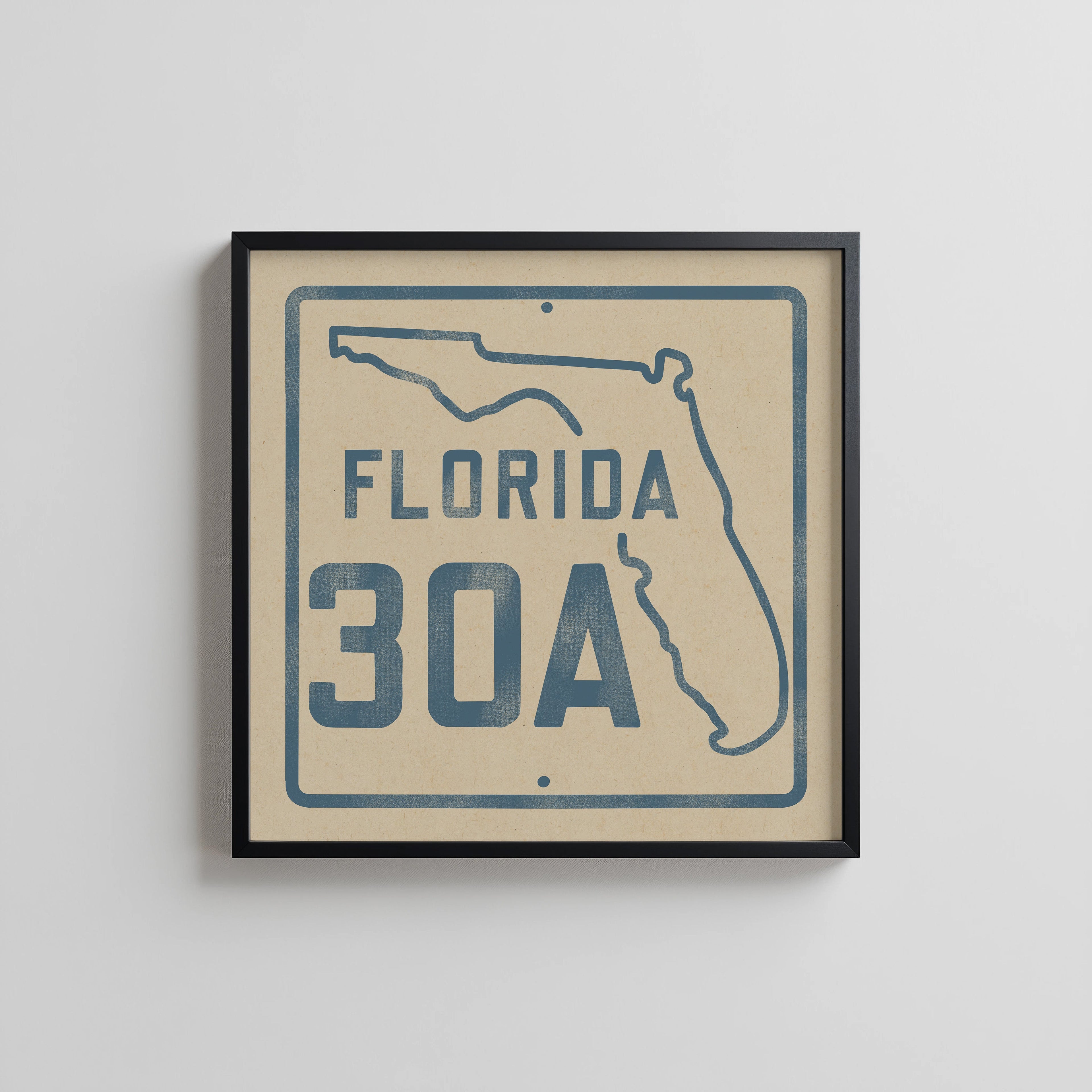 Vintage Florida Beach 30A Road Sign Art Print