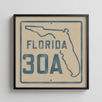 Vintage Florida Beach 30A Road Sign Art Print