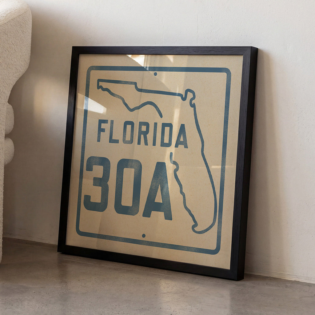 Vintage Florida Beach 30A Road Sign Art Print