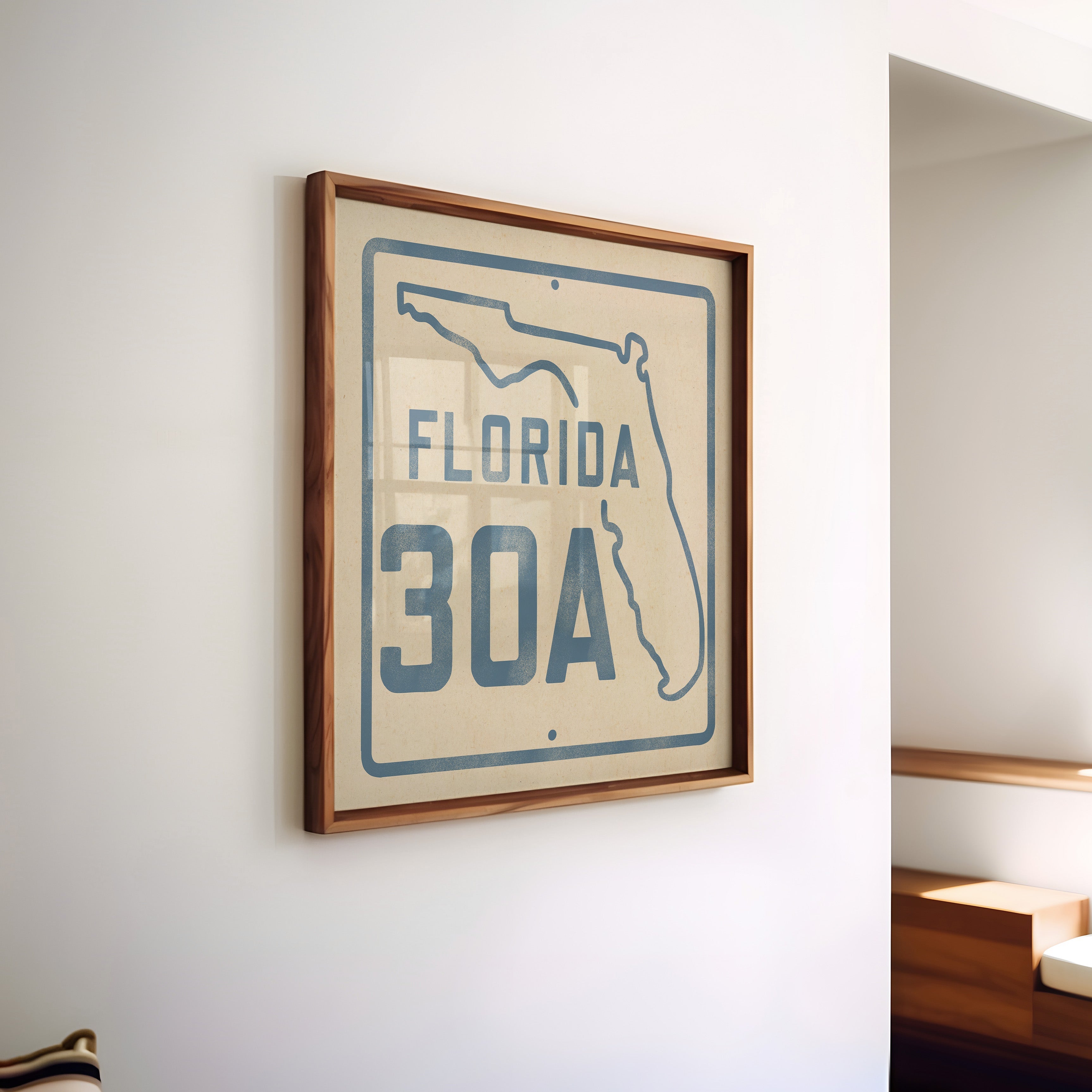 Vintage Florida Beach 30A Road Sign Art Print