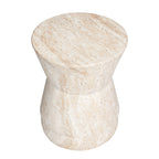 Hourglass Travertine Stone Finish Italian Design MgO Side Accent Table