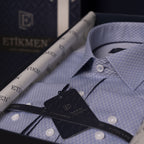 Diamond Patterned Button Up Shirt // Light Blue
