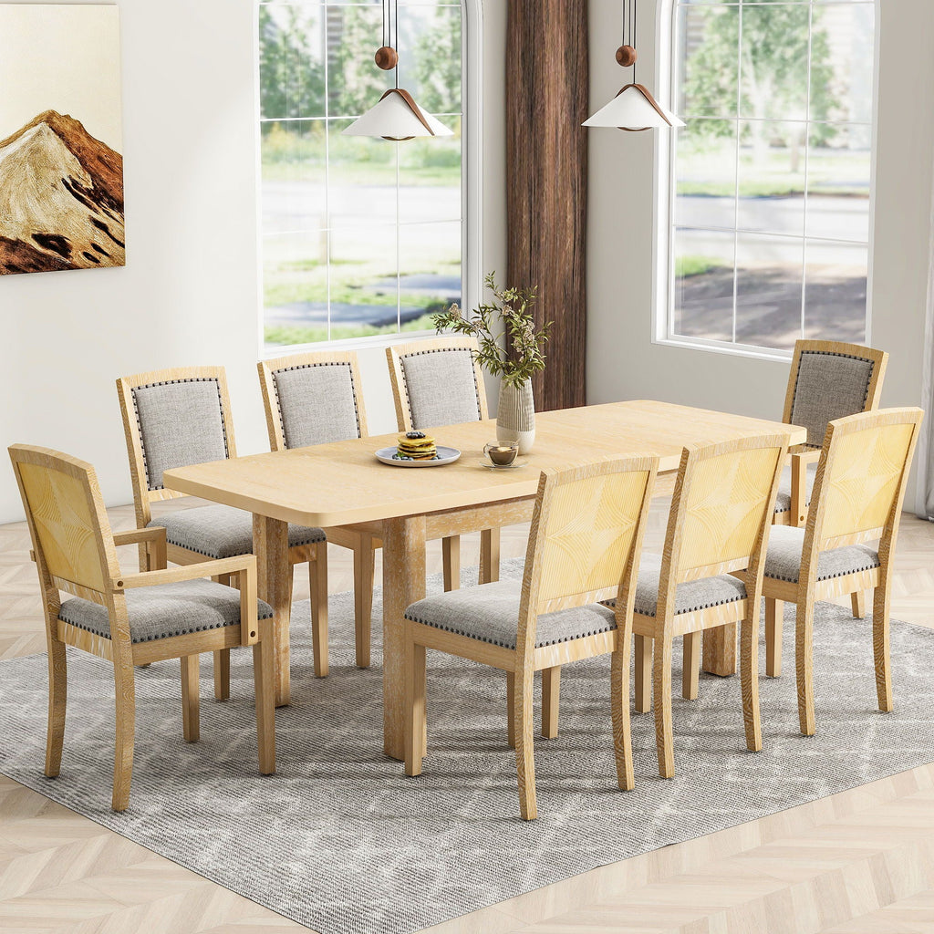 Topmax - Rustic Extendable Dining Table Set With Removable Leaf