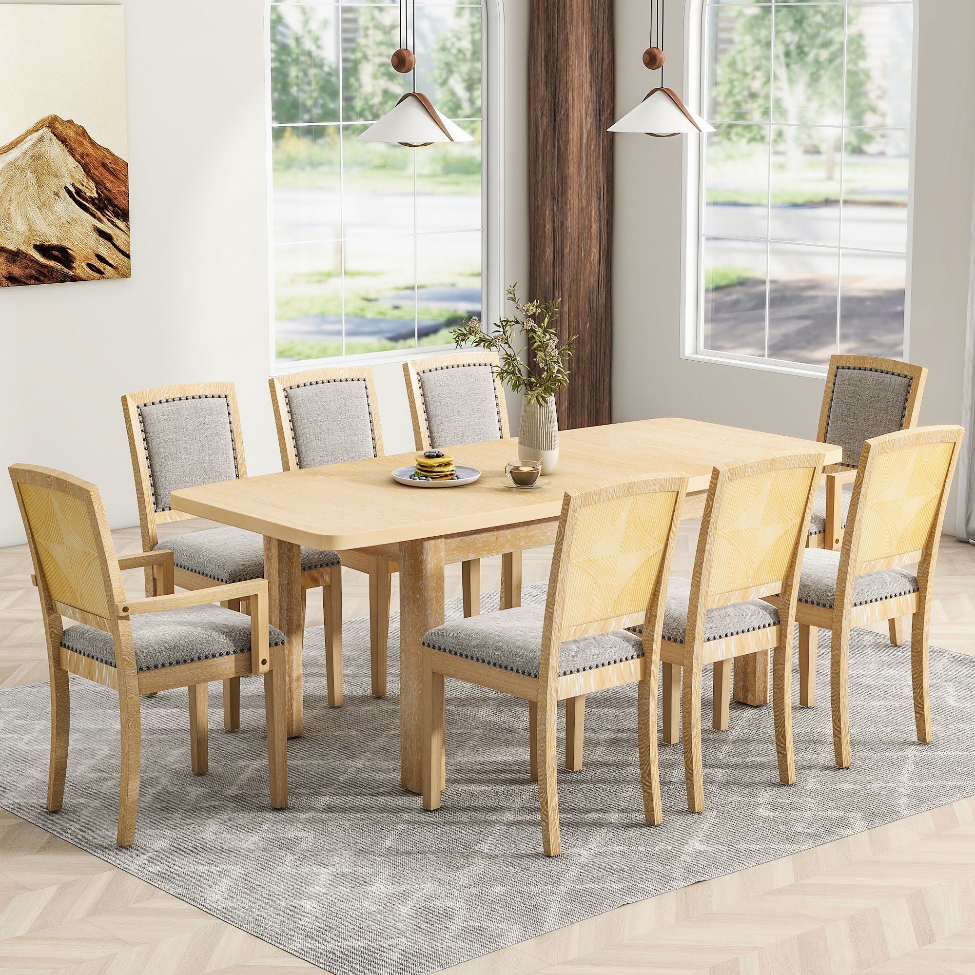 Topmax - Rustic Extendable Dining Table Set With Removable Leaf