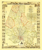 Vintage Map of Baltimore County, Maryland 1857