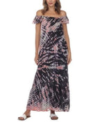 Raviya Tie-Dye Maxi Cover-Up Dress Black Multi M