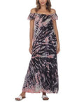 Raviya Tie-Dye Maxi Cover-Up Dress Black Multi M
