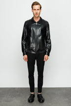 The Claribel Pythn Black Skin Leather Men Jacket