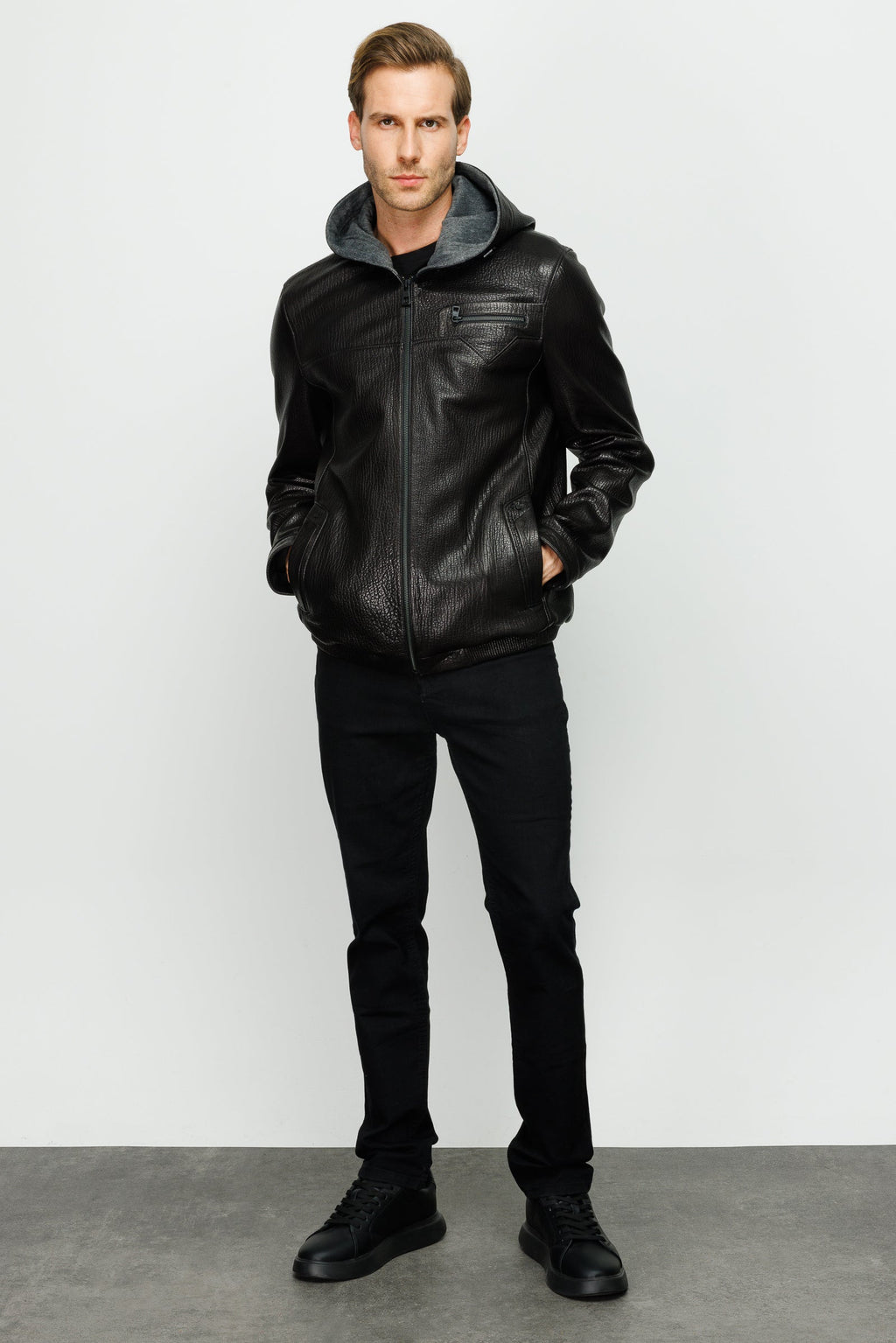 The Byron Ribi Black Leather Men Jacket