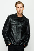 The Manteca Pythn Skin Leather Black Men Jacket