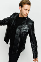 The Manteca Pythn Skin Leather Black Men Jacket