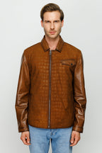 The Emerson Tan Leather Men Jacket