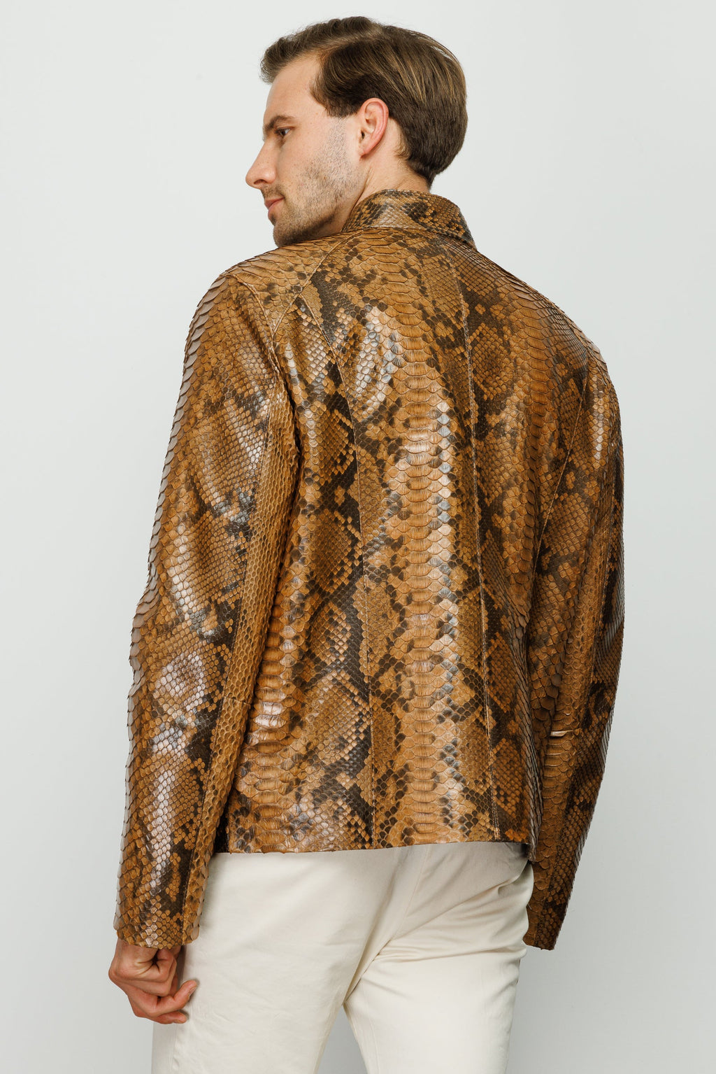 The Boss Pythn Tan Leather Men Jacket