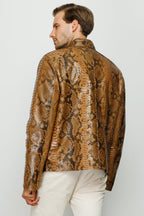The Boss Pythn Tan Leather Men Jacket