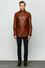 The Barclay Brown Leather Men Jacket