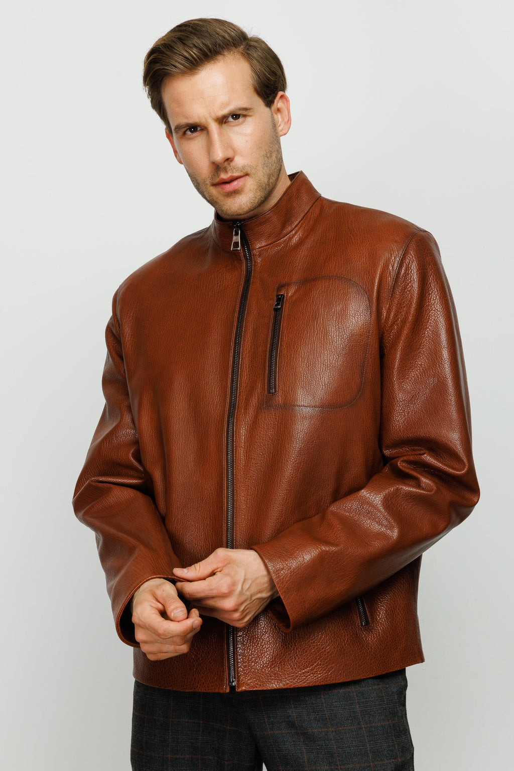 The Blanchard Brown Leather Men Jacket