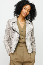 The Queen Pythn Leather Naturel Color Skin Women Jacket