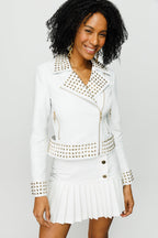 The Infanta White Leather Women Jacket