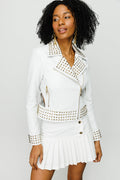The Infanta White Leather Women Jacket