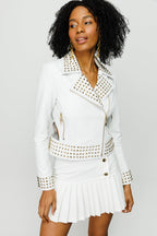 The Infanta White Leather Women Jacket