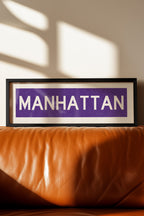 Framed Manhattan Purple Bus Scroll