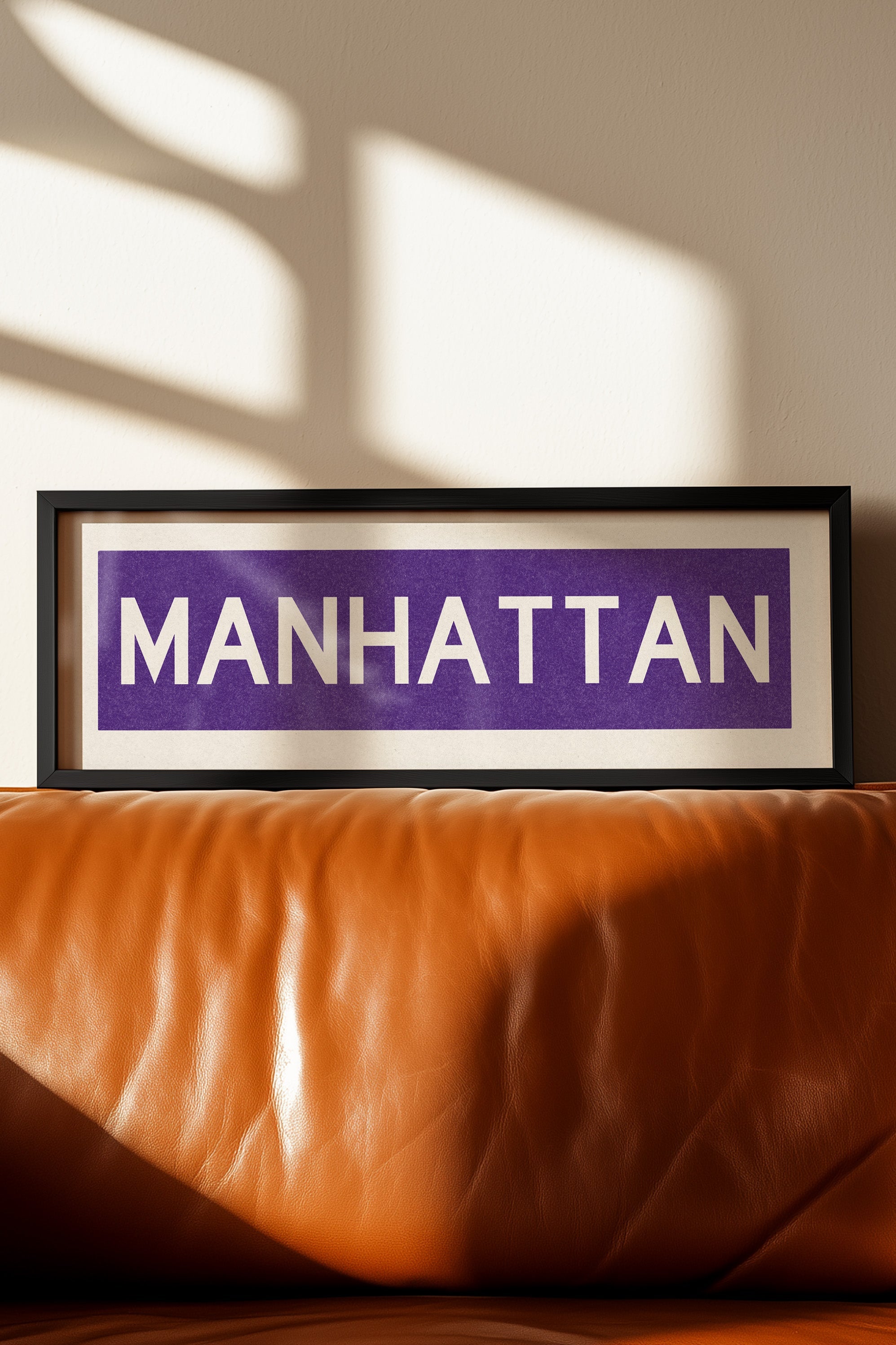 Framed Manhattan Purple Bus Scroll
