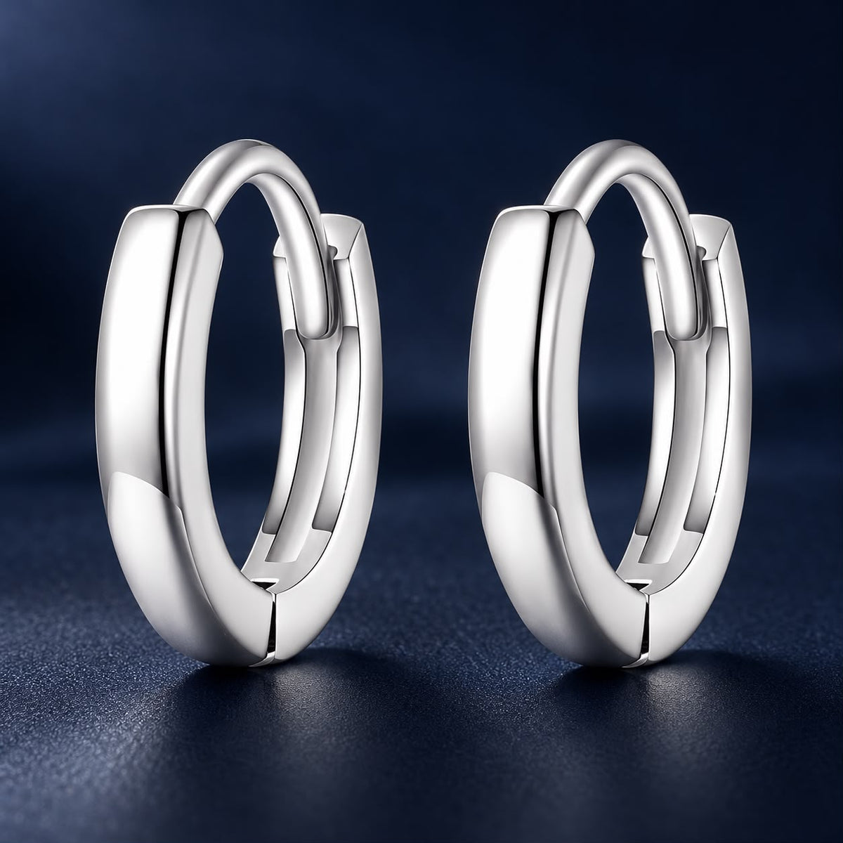 925 Sterling Silver Earrings for Women - Style A, 1.1x0.2cm, Platinum Plated