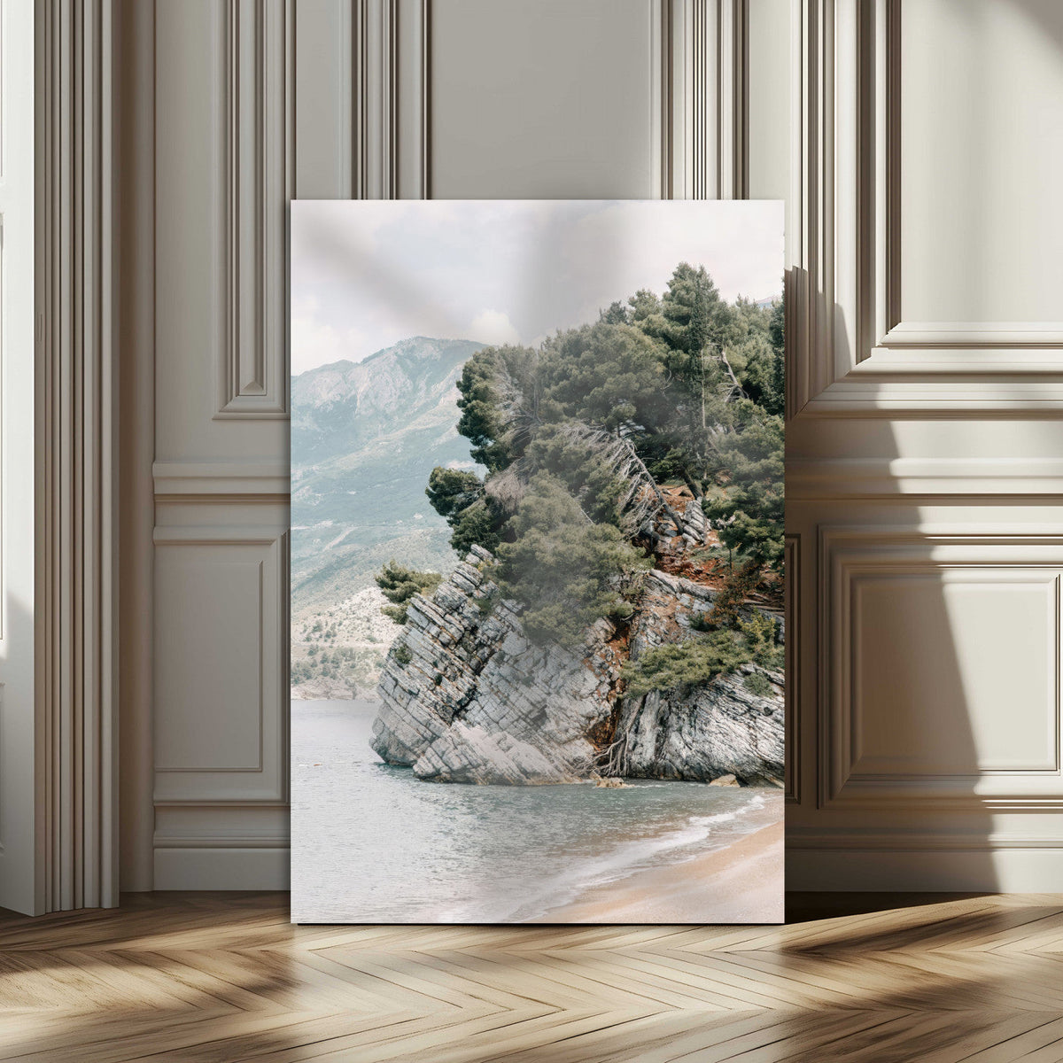 Beach Trees Wall Art Canvas Print, Framed Earthy Beachside Coastal Nature Art