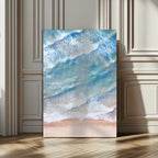 Aerial Ocean Waves Wall Art | Framed Tranquil Beach Canvas