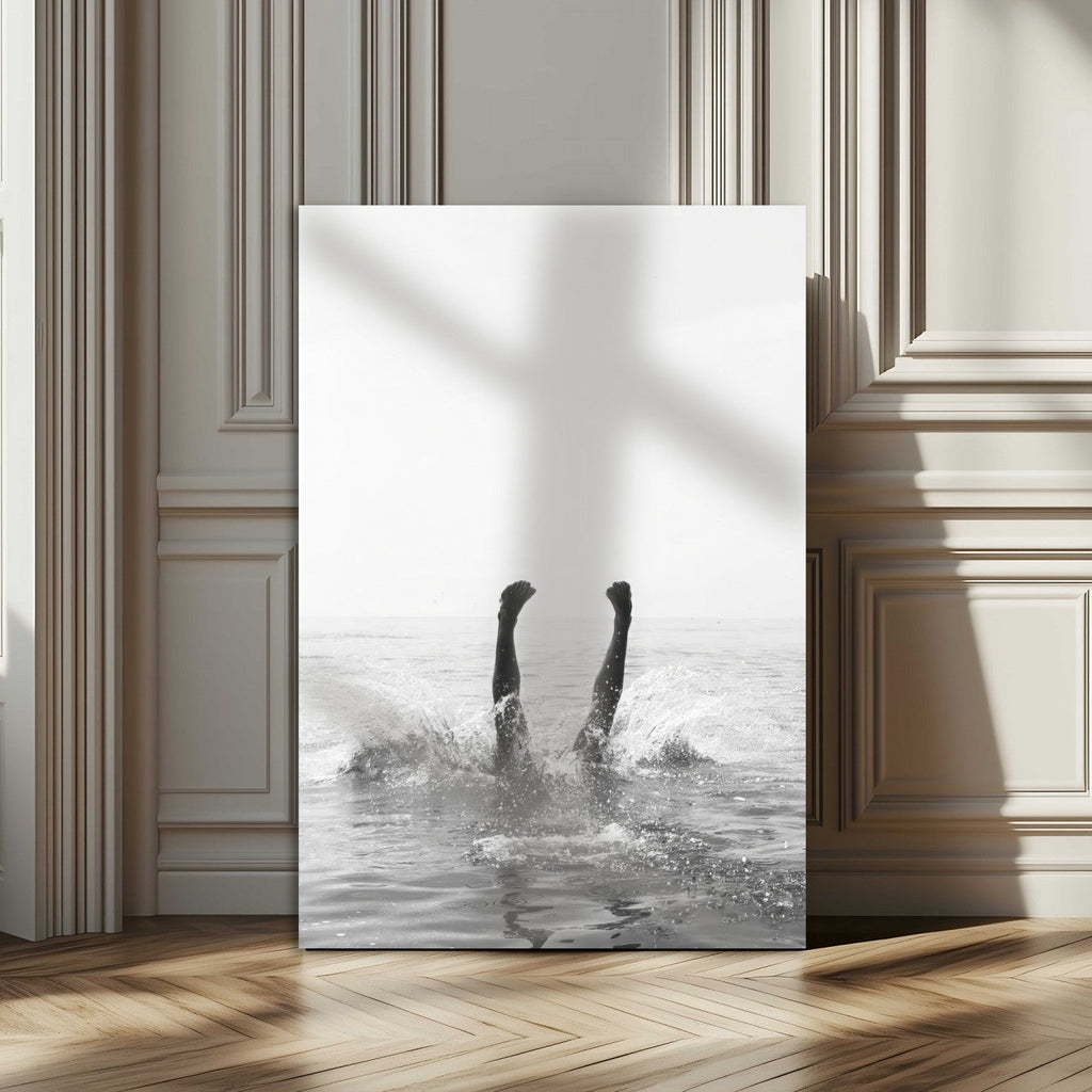 Black White Splash Wall Art | Framed Ocean Water Canvas