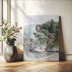 Beach Trees Wall Art Canvas Print, Framed Earthy Beachside Coastal Nature Art