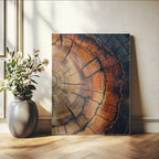 Rustic Wood Wall Art Canvas Print, Framed Tree Rings Nature Art, Earthy Tones Modern Rustic Decor