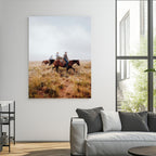 Golden Grassland Wall Art Canvas Print, Framed Western Frontier Open Range Riders