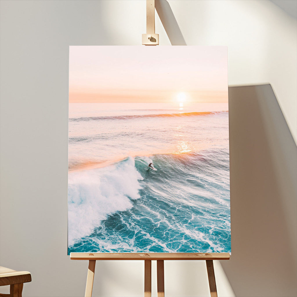 Pastel Ocean Wall Art, Serene Sea Waves, Tranquil Coastal Landscape Canvas Print