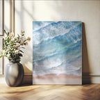 Aerial Ocean Waves Wall Art | Framed Tranquil Beach Canvas