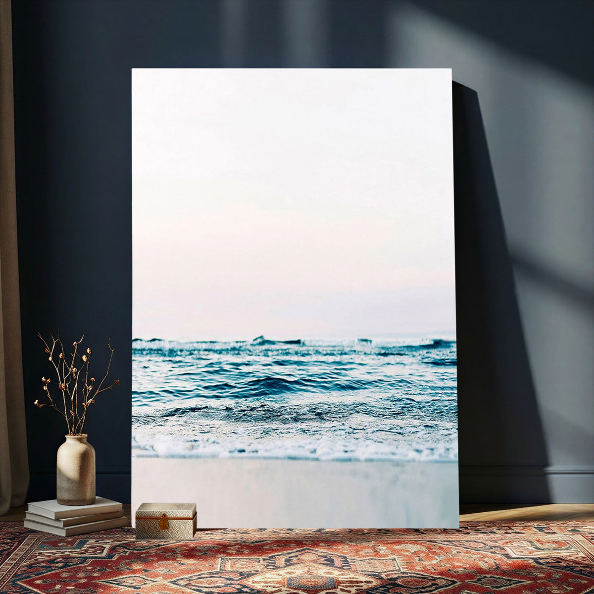 Ocean Wave Wall Art Canvas Print, Minimal Seascape