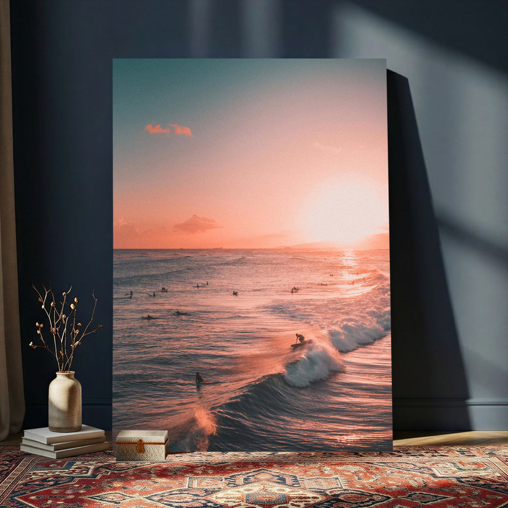 Sunset Ocean Wall Art Canvas Print