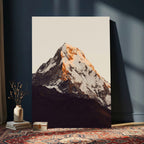 Golden Peak Mountain Wall Art Canvas Print, Minimal Alpine Landscape