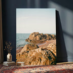 Rocky Coastline Wall Art Canvas Print, Minimal Coastal Landscape