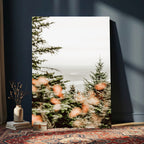 Fall Forest Wall Art Canvas Print | Soft Evergreen Woodland