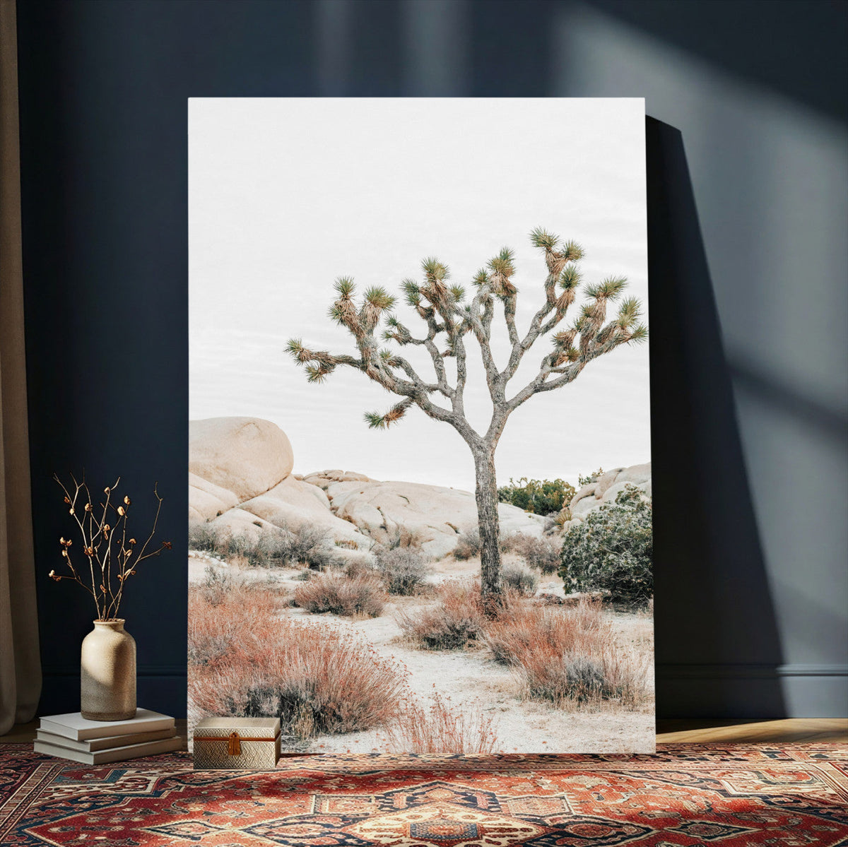 Joshua Tree Desert Wall Art Canvas Print, Minimal Southwest Landscape