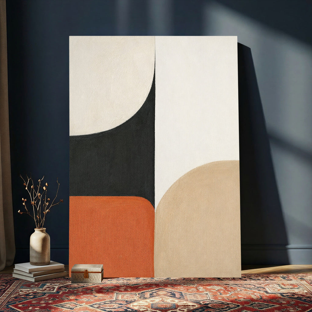 Geometric Abstract Wall Art Canvas Print, Orange Blue